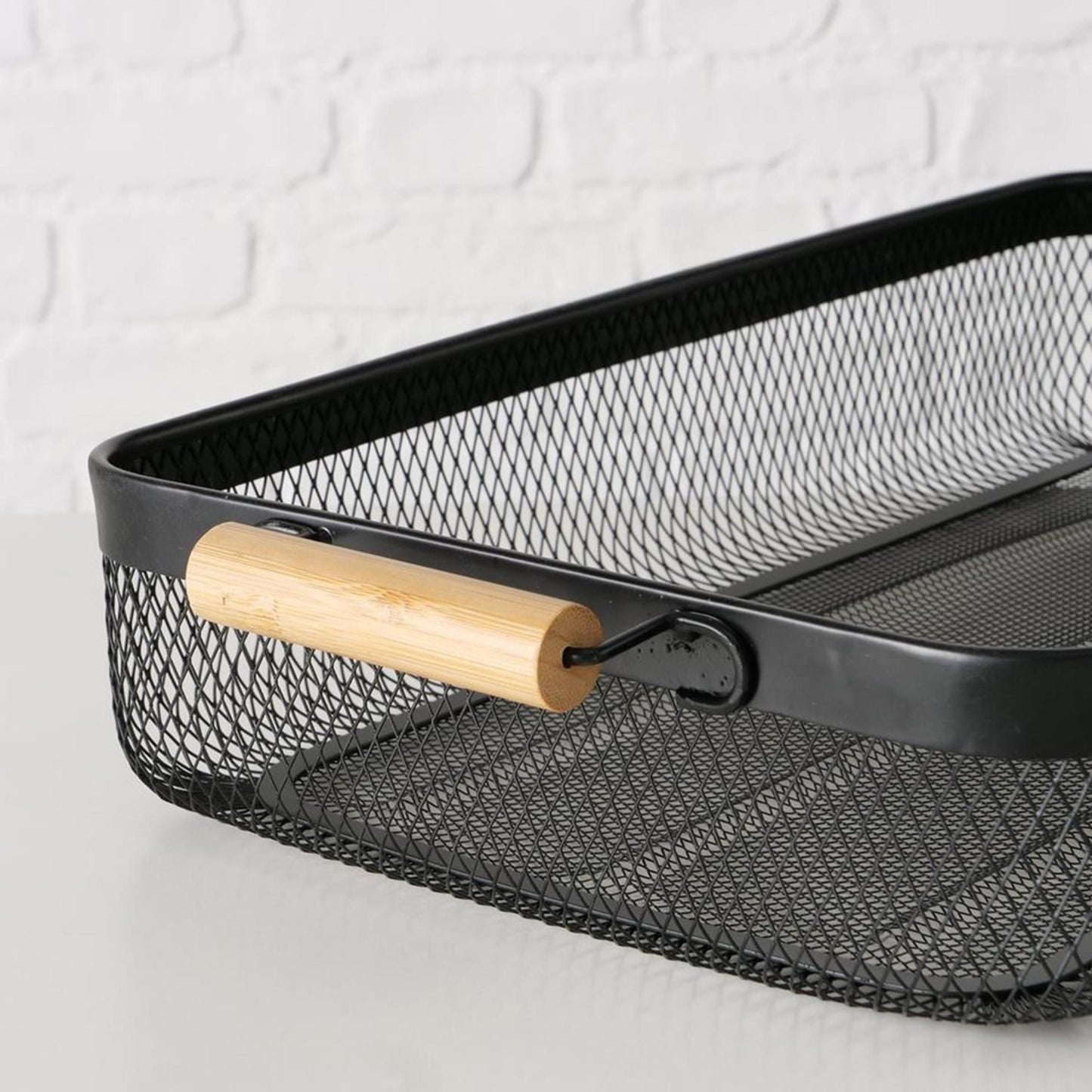 Boltze home plateau métal bois noir 51x27x8cm