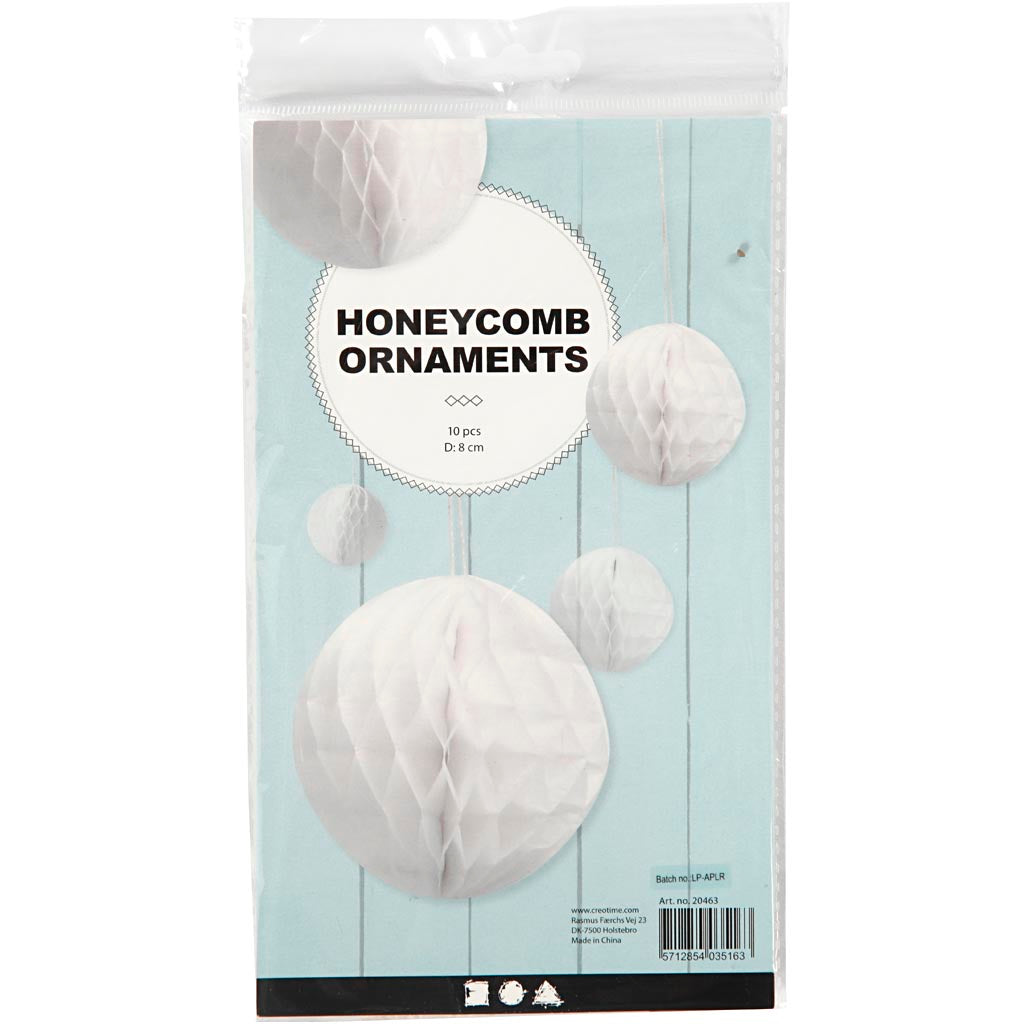 Pompon en papier Creativ company, d 8 cm, blanc, 10 pièces, 1 boîte