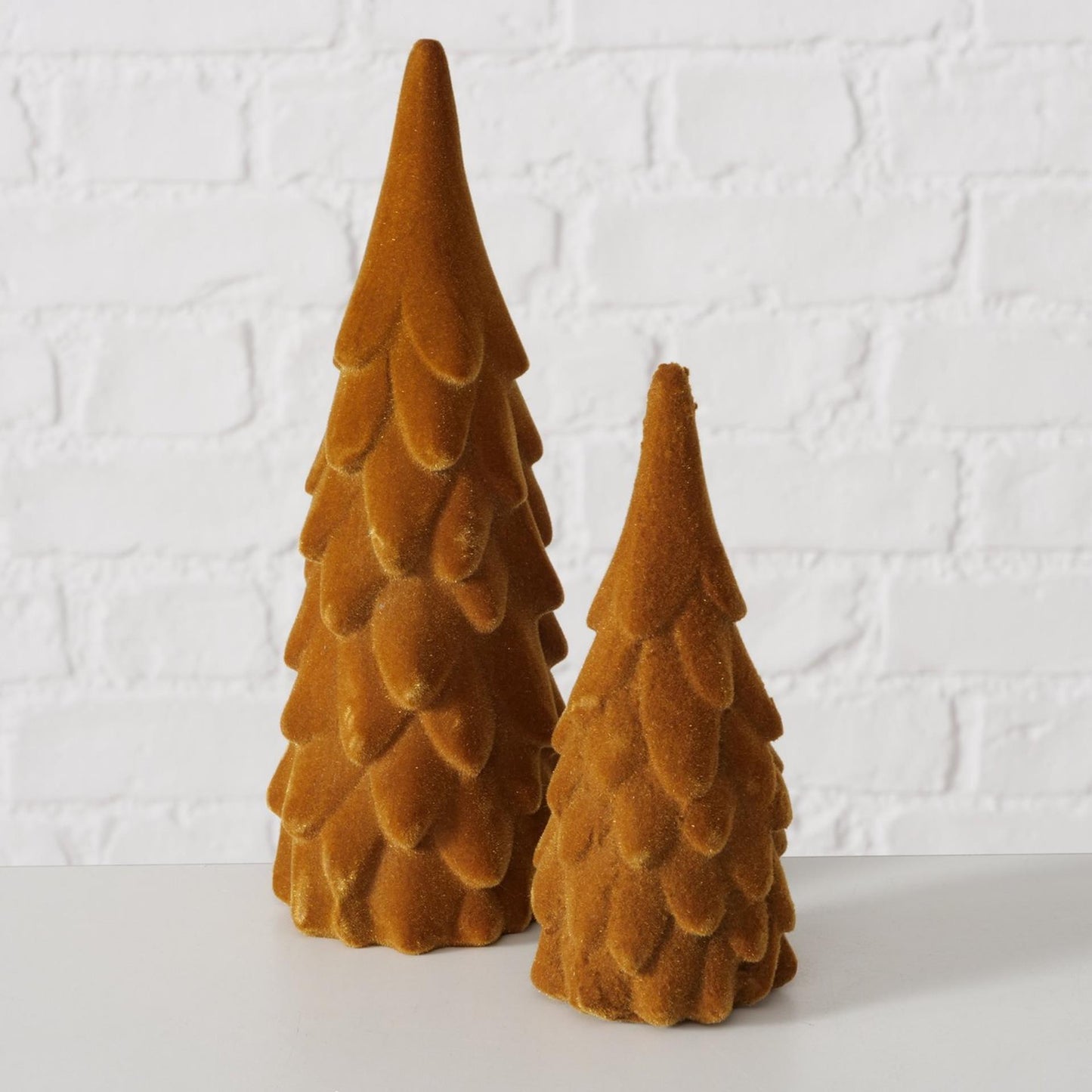 Boltze home image Sapin de Noël marron 2 pièces en velours