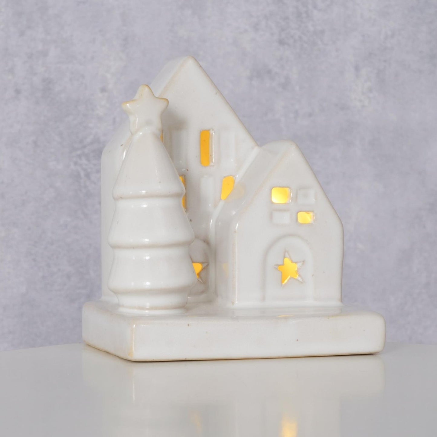 Boltze home déco maison cristo pierre avec LED h10cm