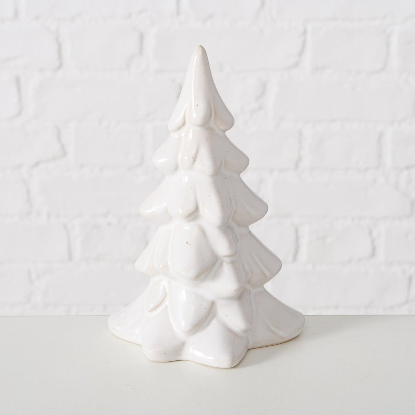 Boltze home déco Sapin de Noël pierre cristo h14,5cm blanc