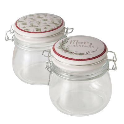 Pot de conservation Boltze home en verre avec motif de Noël 450 ml