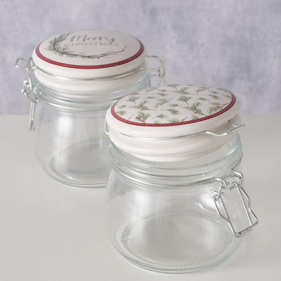 Pot de conservation Boltze home en verre avec motif de Noël 450 ml