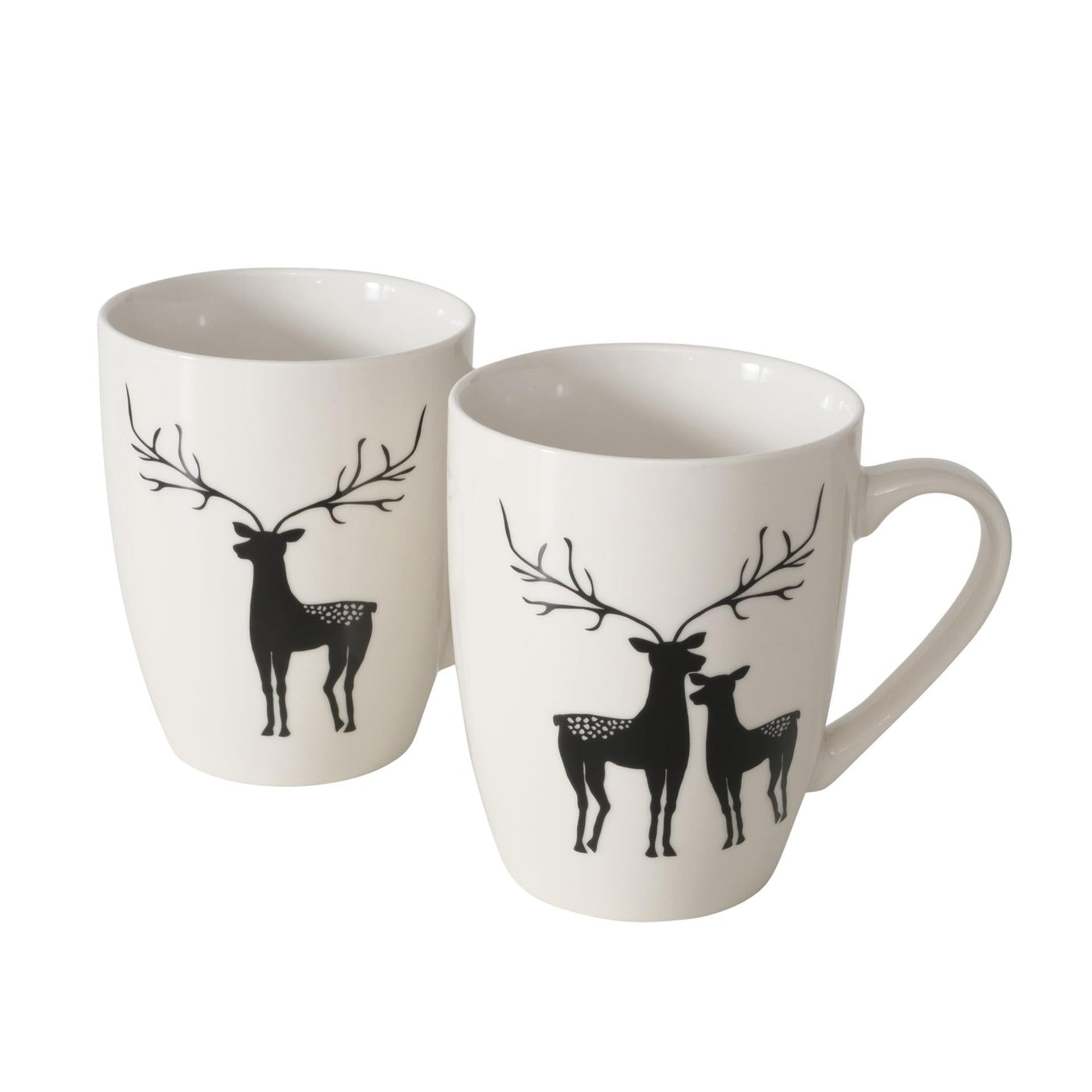 Boltze home tasse renne h10,5cm noir et blanc