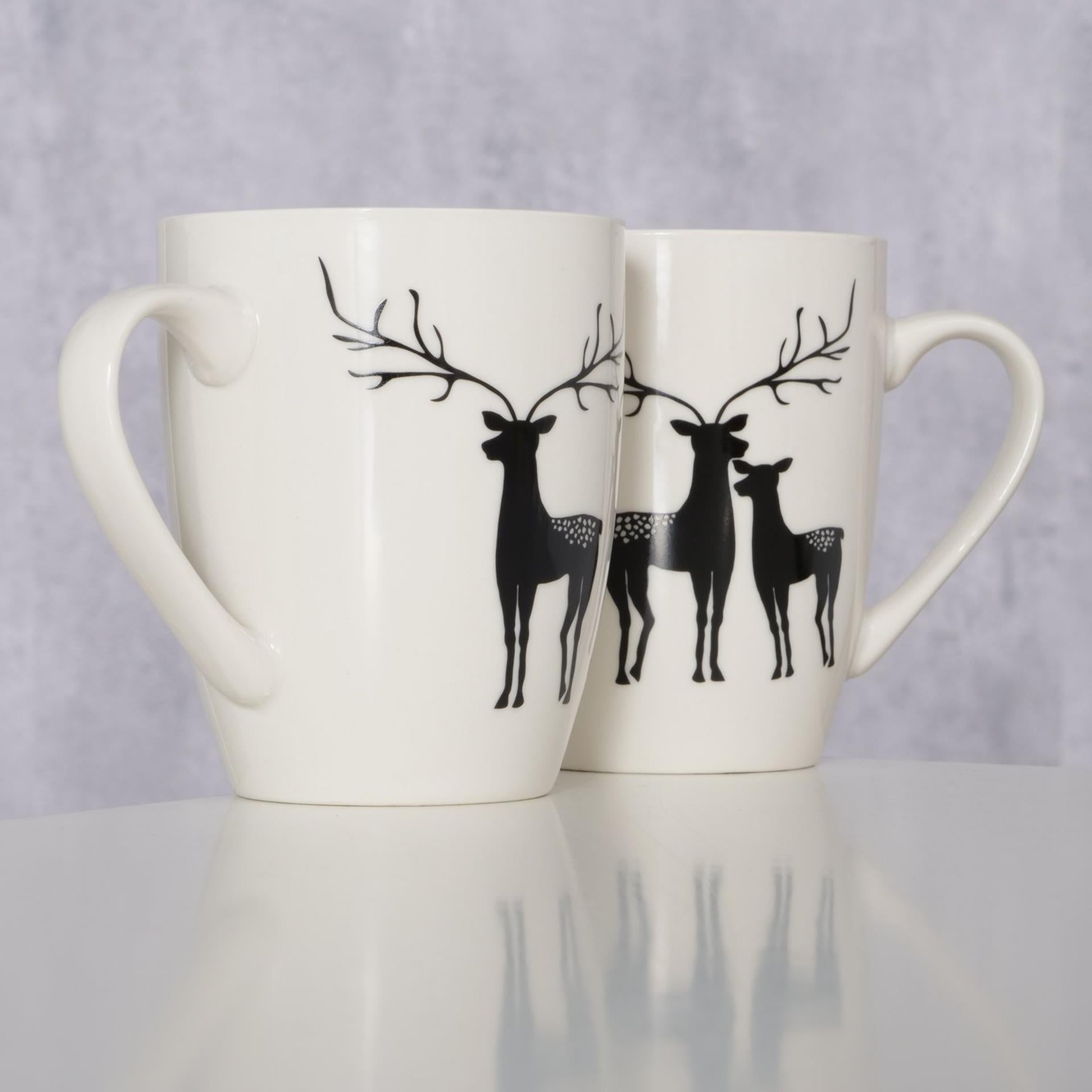 Boltze home tasse renne h10,5cm noir et blanc