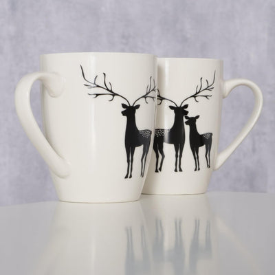 Boltze home tasse renne h10,5cm noir et blanc