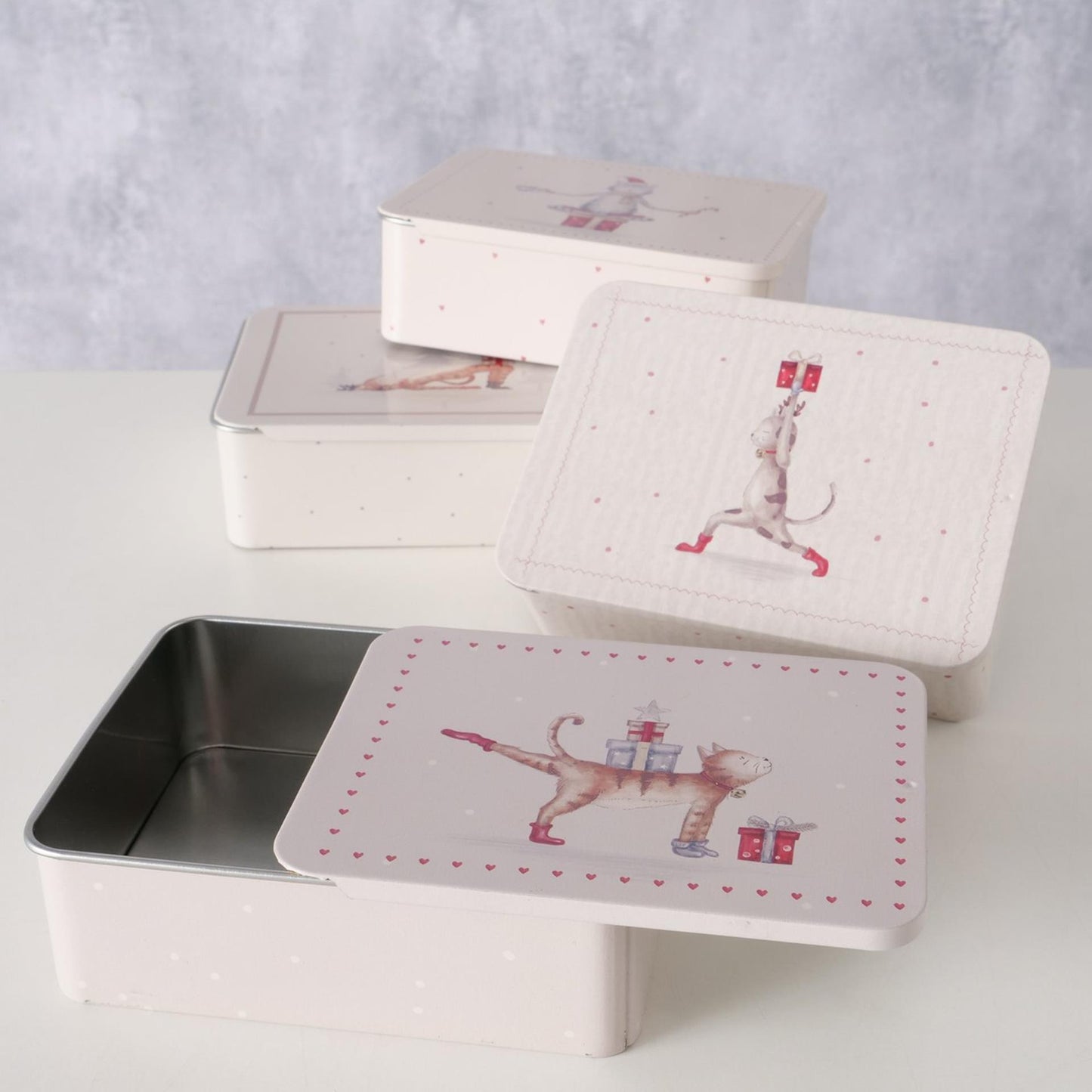 Boltze boîte de rangement maison Chat de Noël 12x9x4cm
