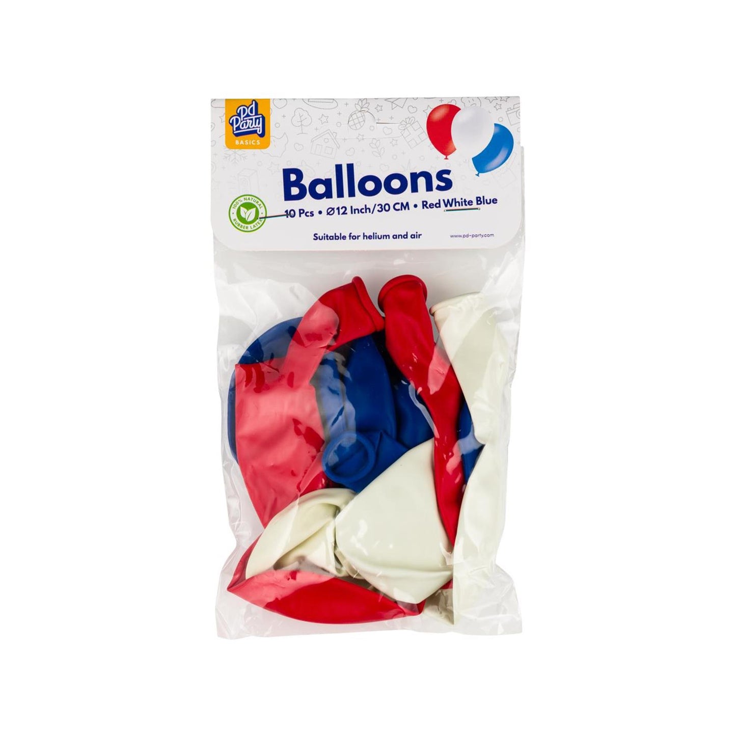 Ballons Paperdreams 10 pcs r w b