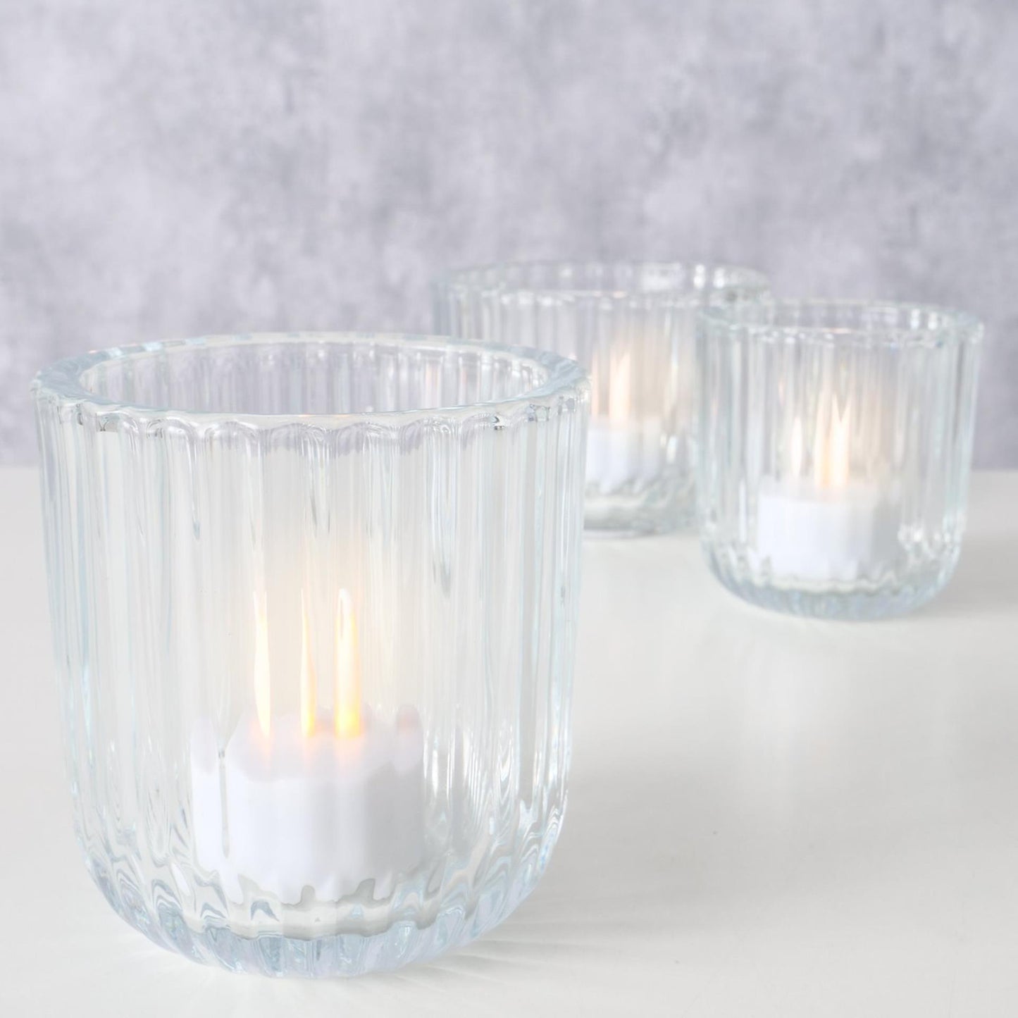 Boltze home photophore verre transparent set a 3