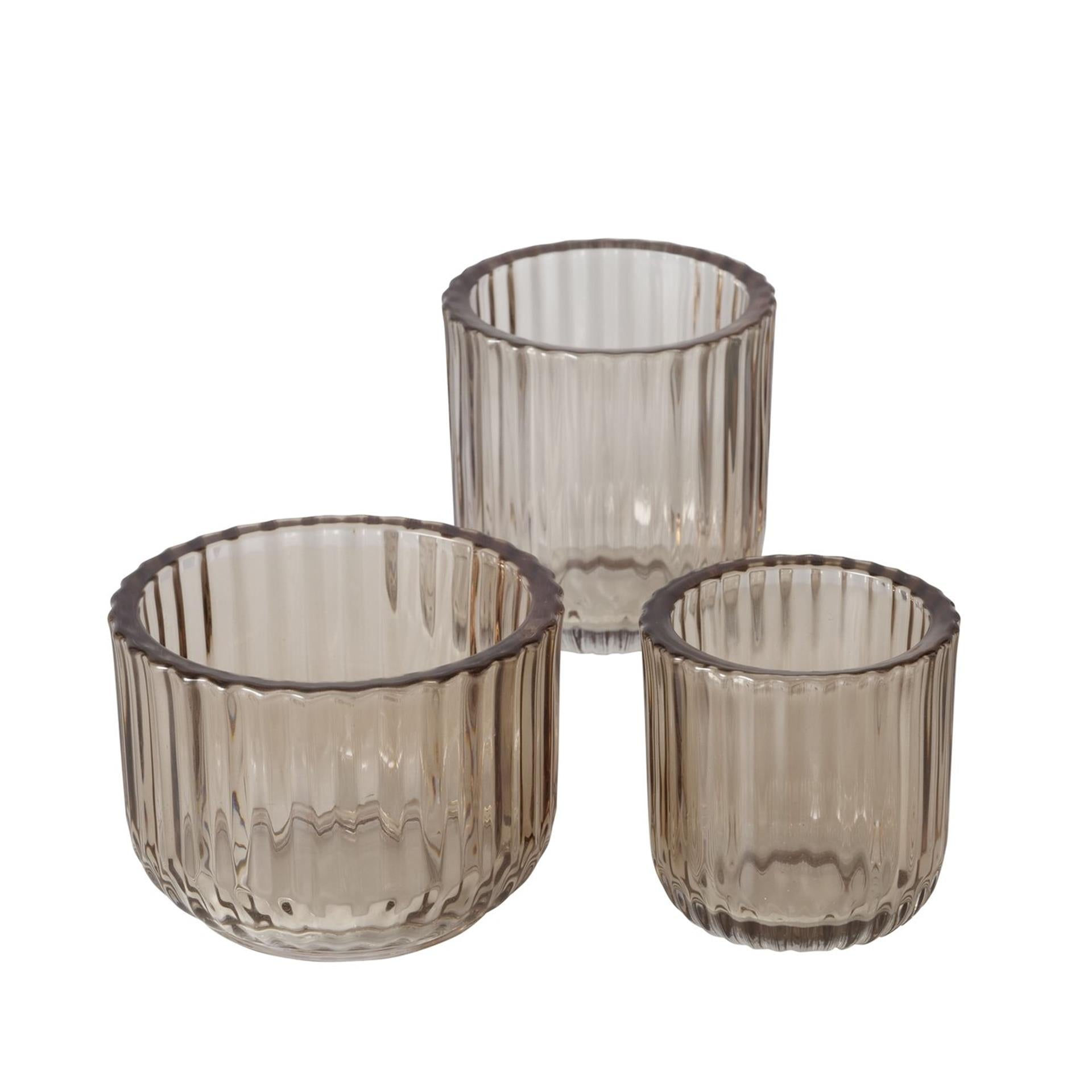 Boltze home photophore verre beige 3 pcs.