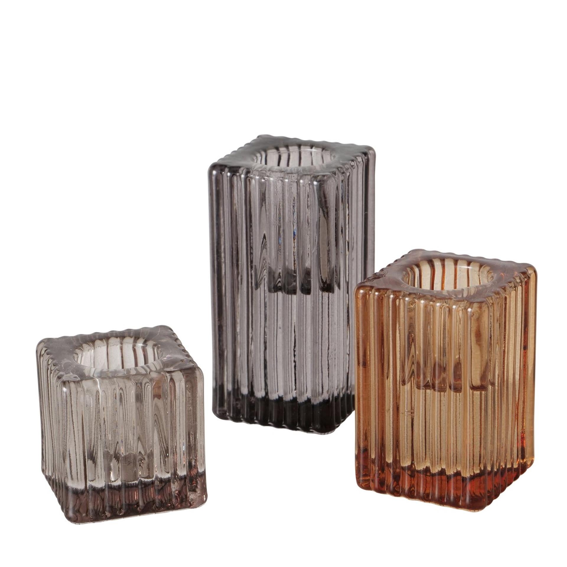 Boltze home bougeoir en verre 3 pièces h4-8cm