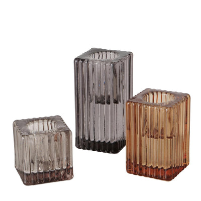 Boltze home bougeoir en verre 3 pièces h4-8cm