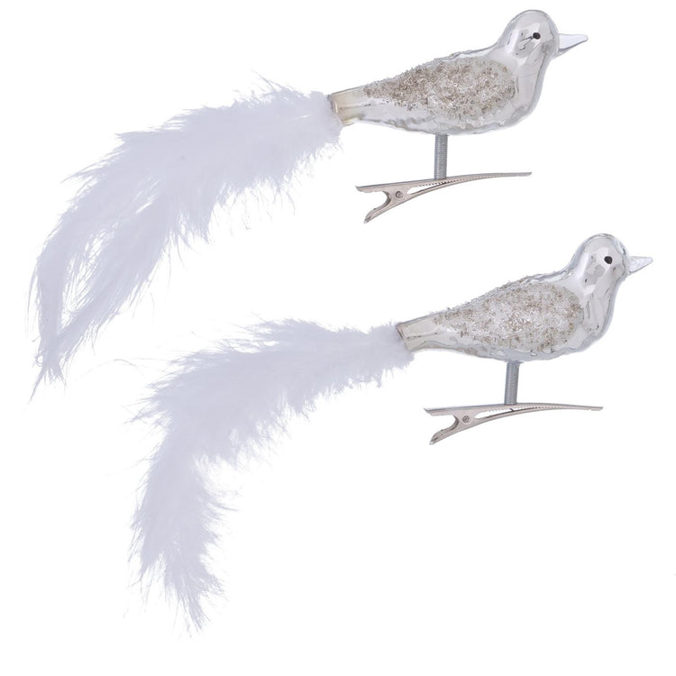 Boltze home oiseau sur verre à clip lot de 2 argent