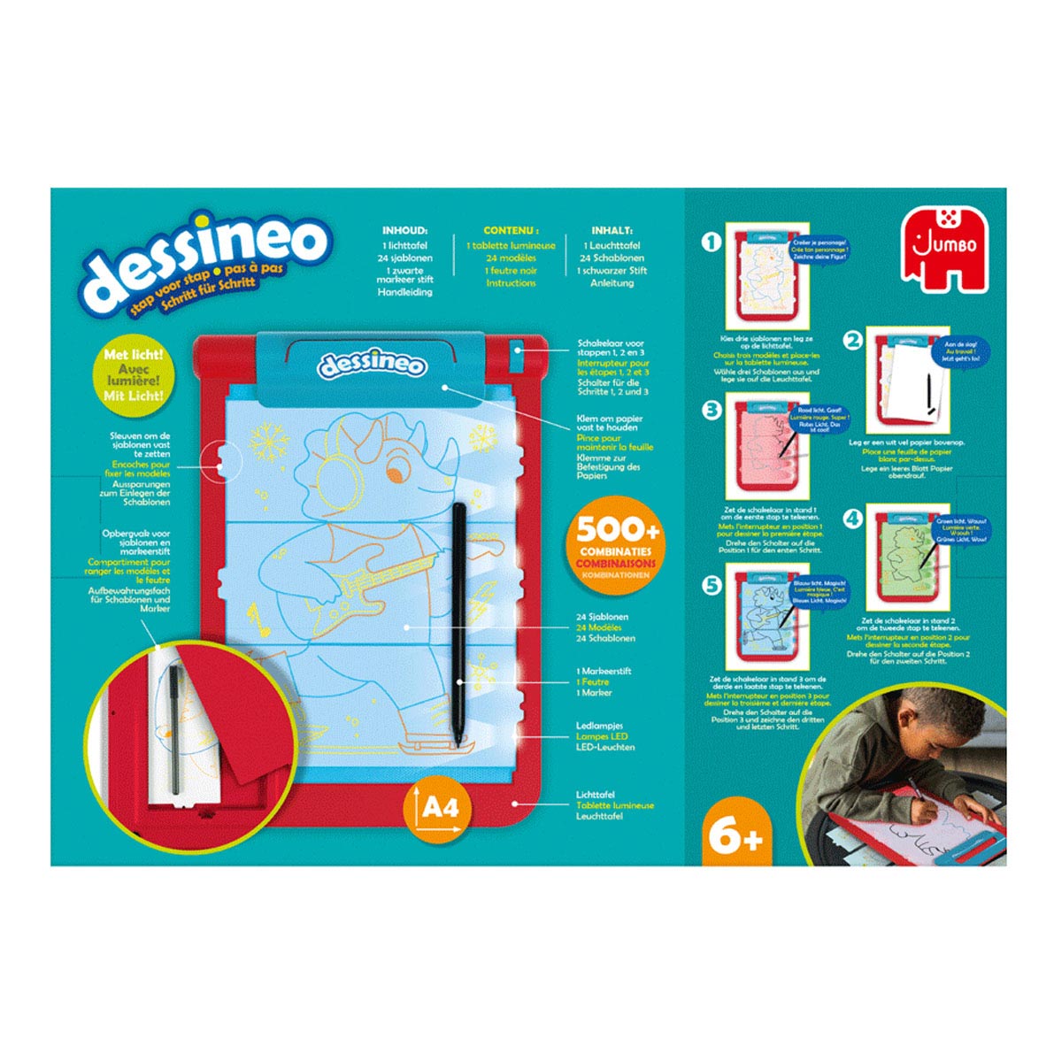 Caractéristiques de Dessineo Jumbo étape par étape