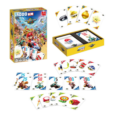 Jeu de cartes Jumbo Mario Kart World 1000km édition de poche pour enfants.