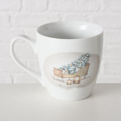 Boltze home tasse traîneau avec sapin de noël 480 ml