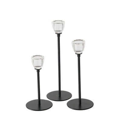 Boltze home bougeoir noir 3 pièces ø7cm