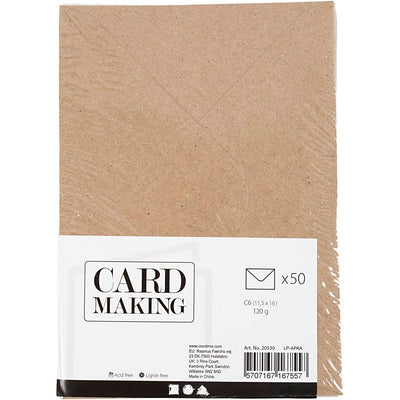 Enveloppe recyclée Creativ company, format enveloppe 11,5x16 cm, 120 gr, naturel, 50 pièces 1 boîte
