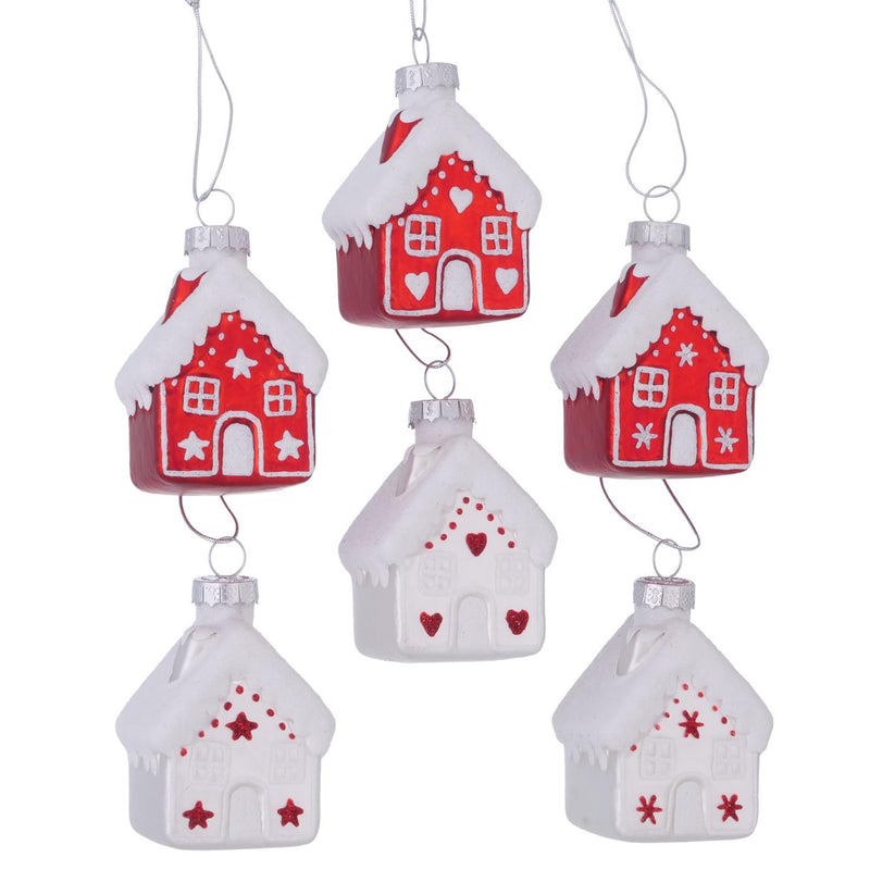 Boltze home Suspension de Noël maison Nellas verre 5xh7,5cm