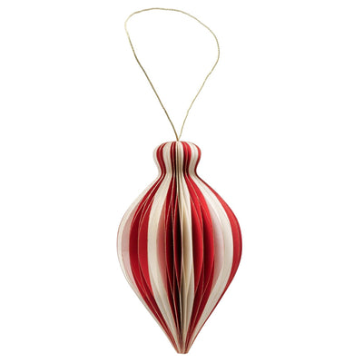 Boltze home boule de Noël yorki ovale ø8cm papier rouge et blanc