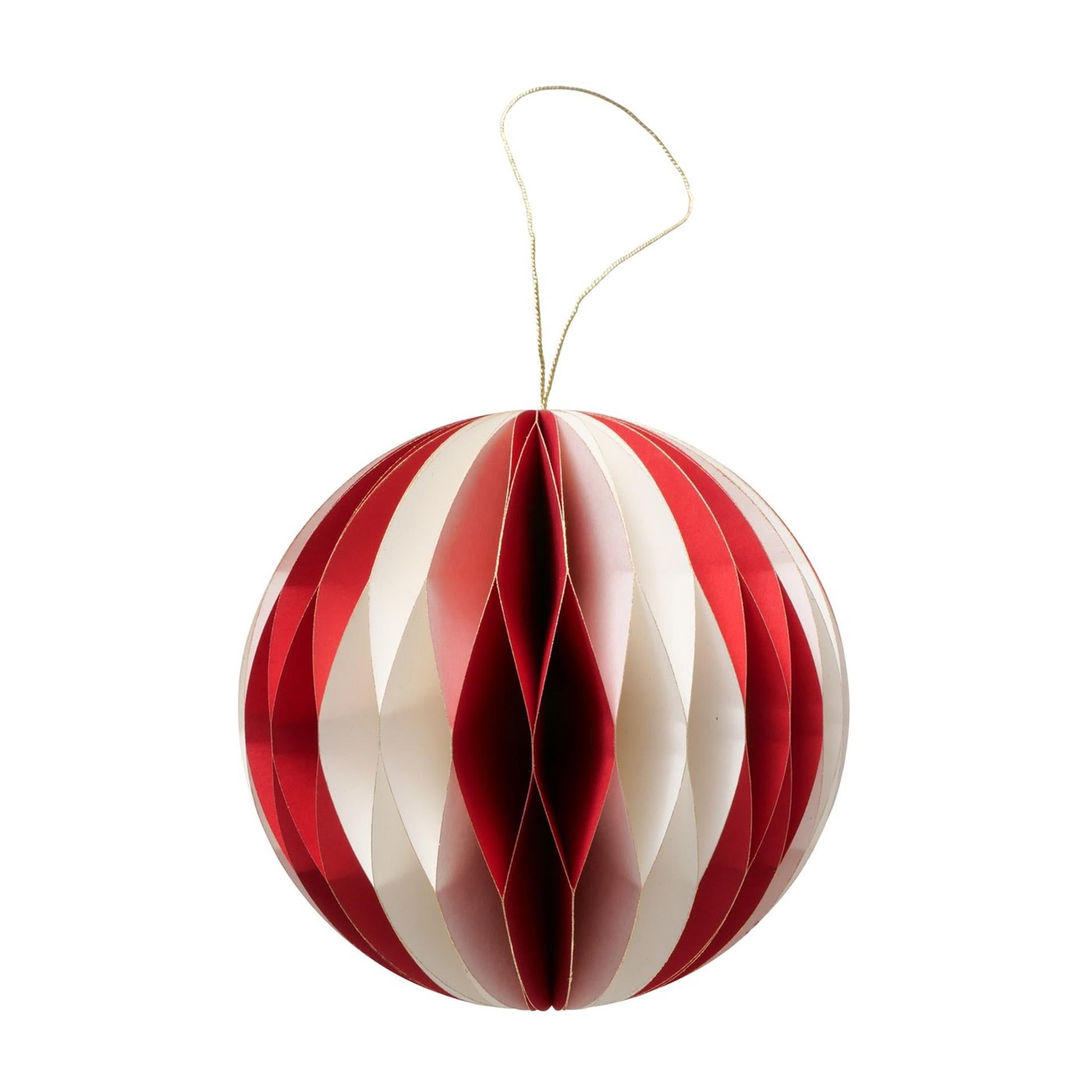 Boltze home Boule de Noël yorki ø12cm papier blanc rouge mat