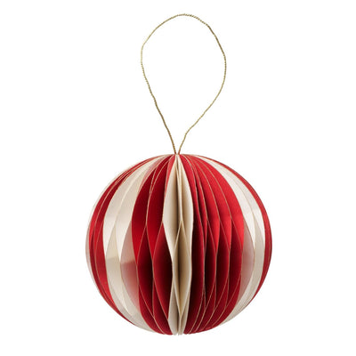 Boltze home Boule de Noël yorki ø9cm papier blanc rouge mat