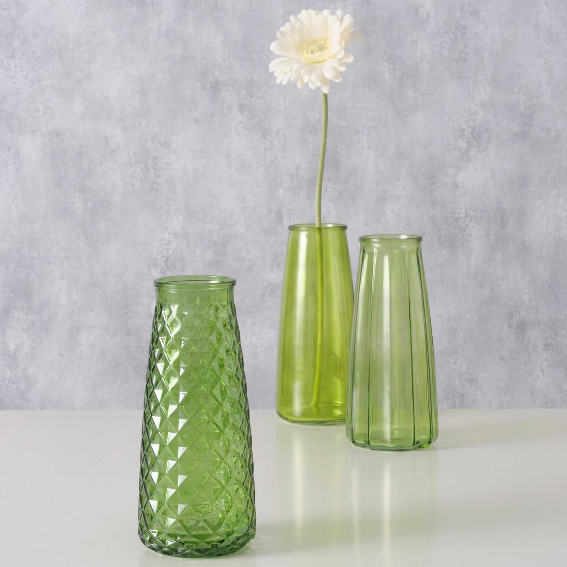 Boltze home vase verre vert h22,5cm
