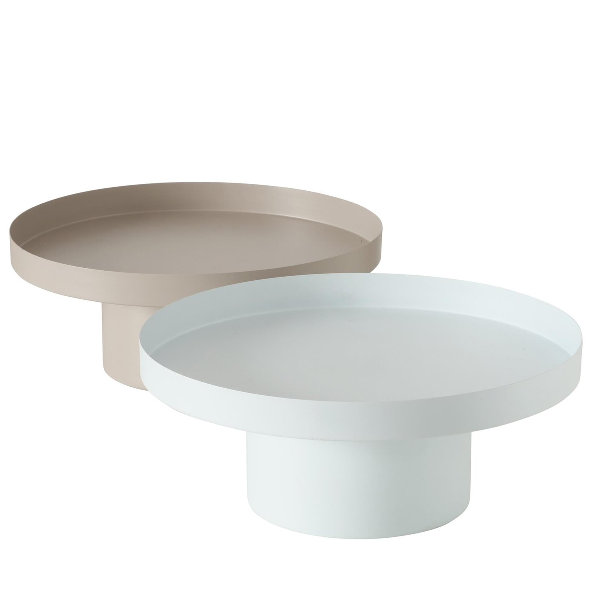 Boltze home plateau samona métal ø25cm beige blanc