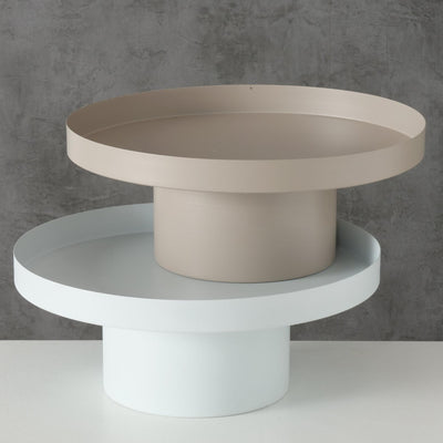 Boltze home plateau samona métal ø25cm beige blanc