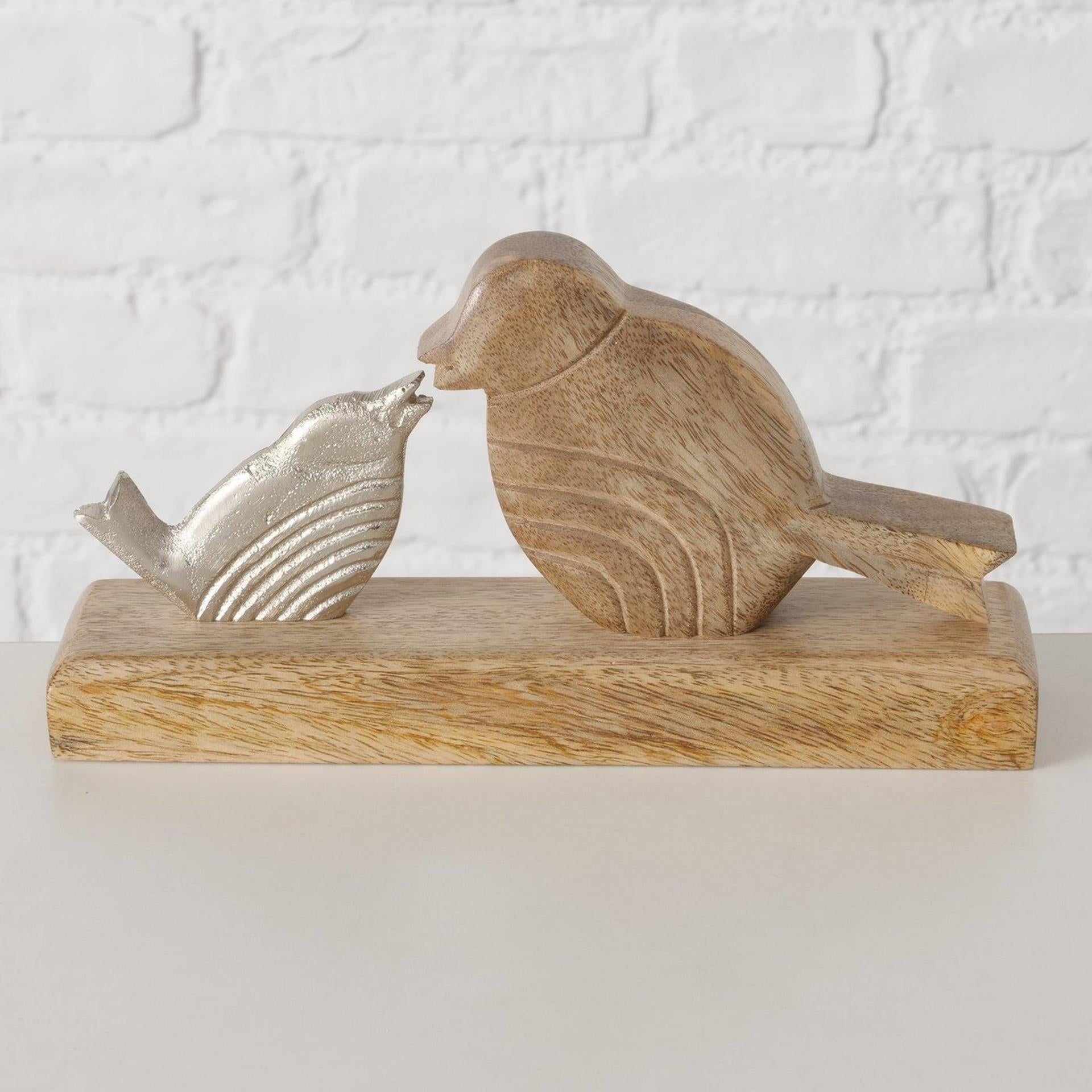 Boltze maison sculpture oiseau avec jeune 23x5x12cm