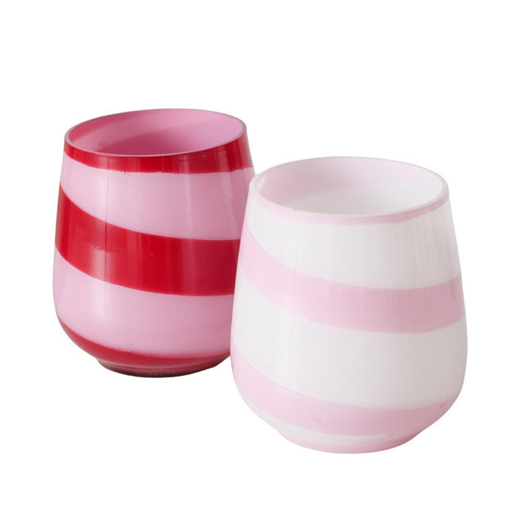 Boltze home lanterne rayure rose 8,5cm