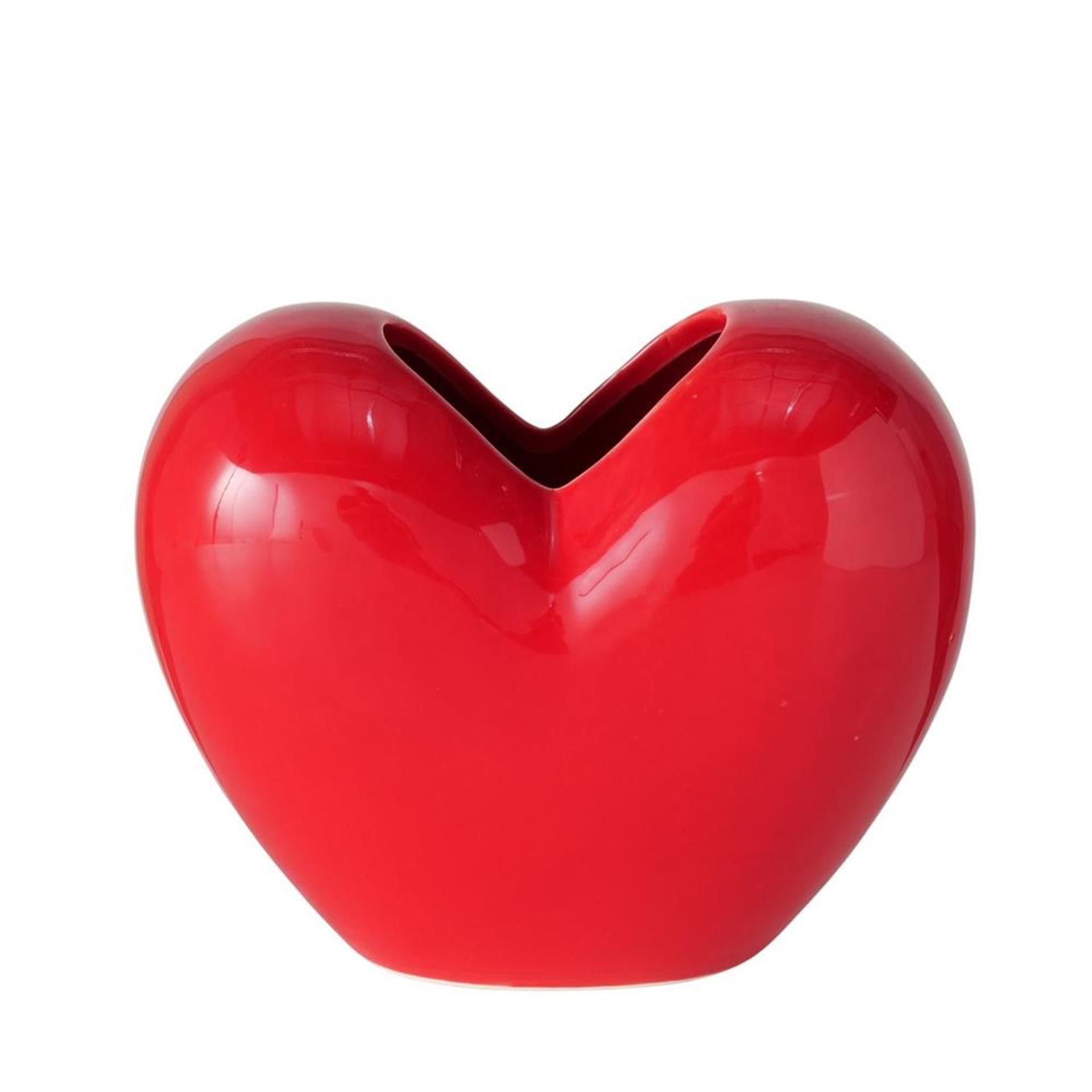 Boltze home vase coeur h15cm rouge