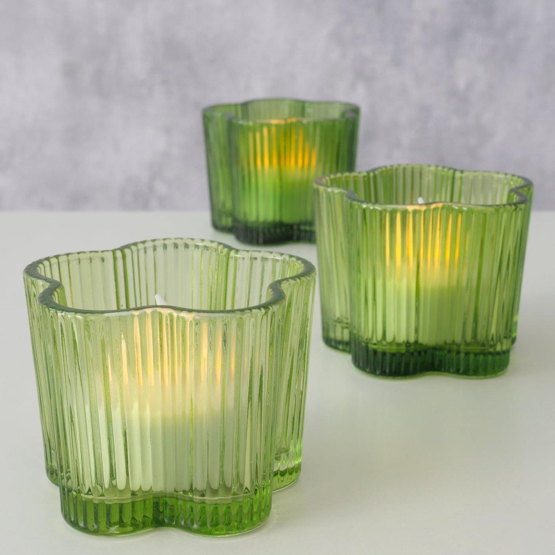 Boltze home photophore verre vert ø7,8xh6cm