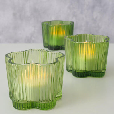 Boltze home photophore verre vert ø7,8xh6cm