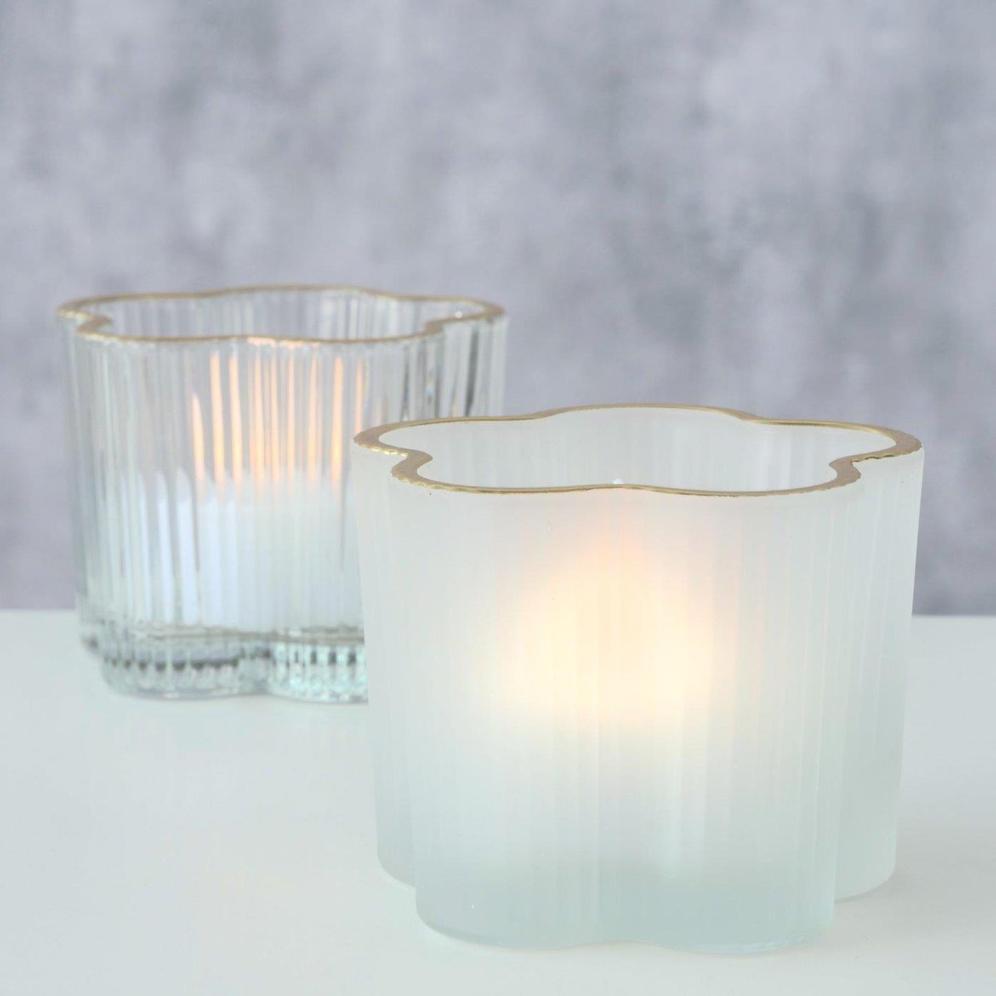 Boltze home photophore verre fleur ø7,8x6cm