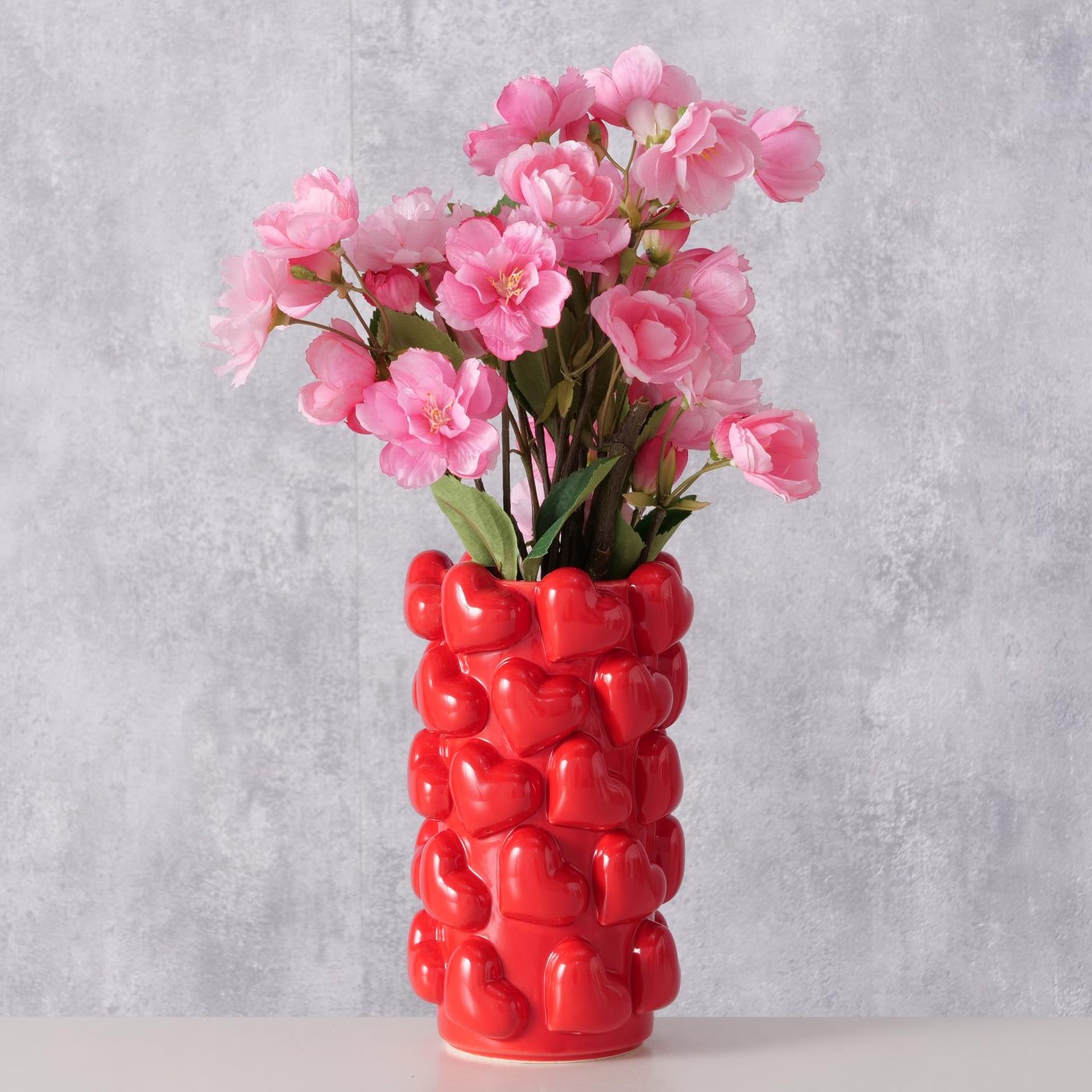 Vase maison Boltze avec coeurs h20cm