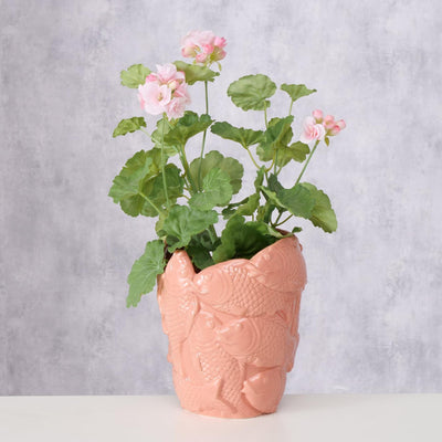 Boltze home pot de fleur poisson h22cm rose