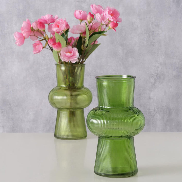 Boltze home vase verre vert h20cm