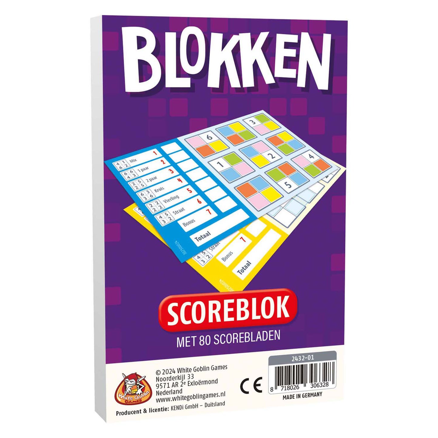 Blocs de jeux de gobelin blanc avec 80 feuilles de score