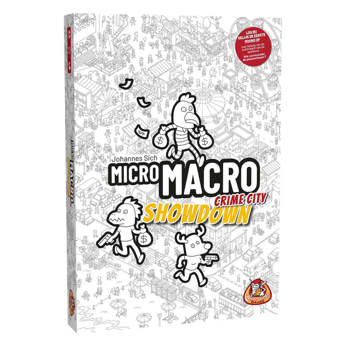 Jeux de gobelins blancs micromacro - épreuve de force de la ville du crime - jeu de société