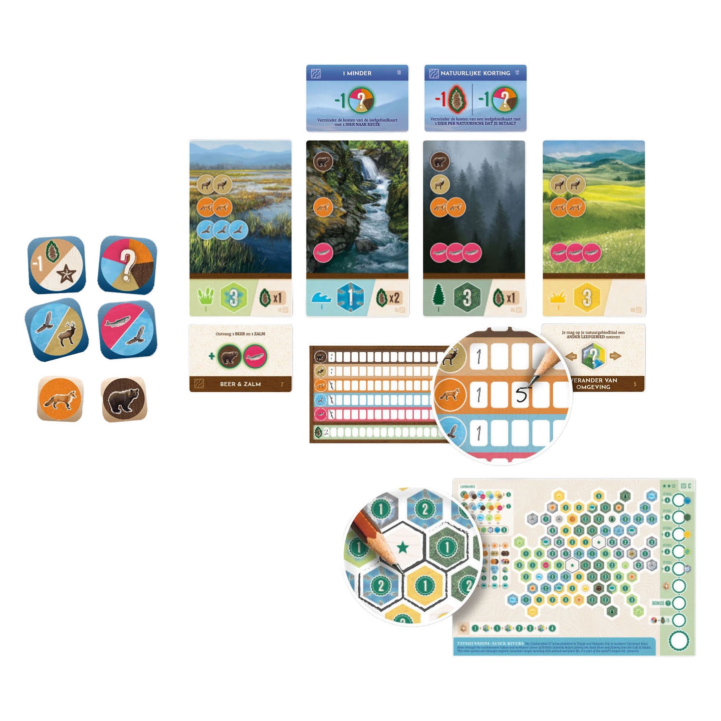 Jeux de gobelins blancs cascadia - jeu de société sur les rivières ondulantes