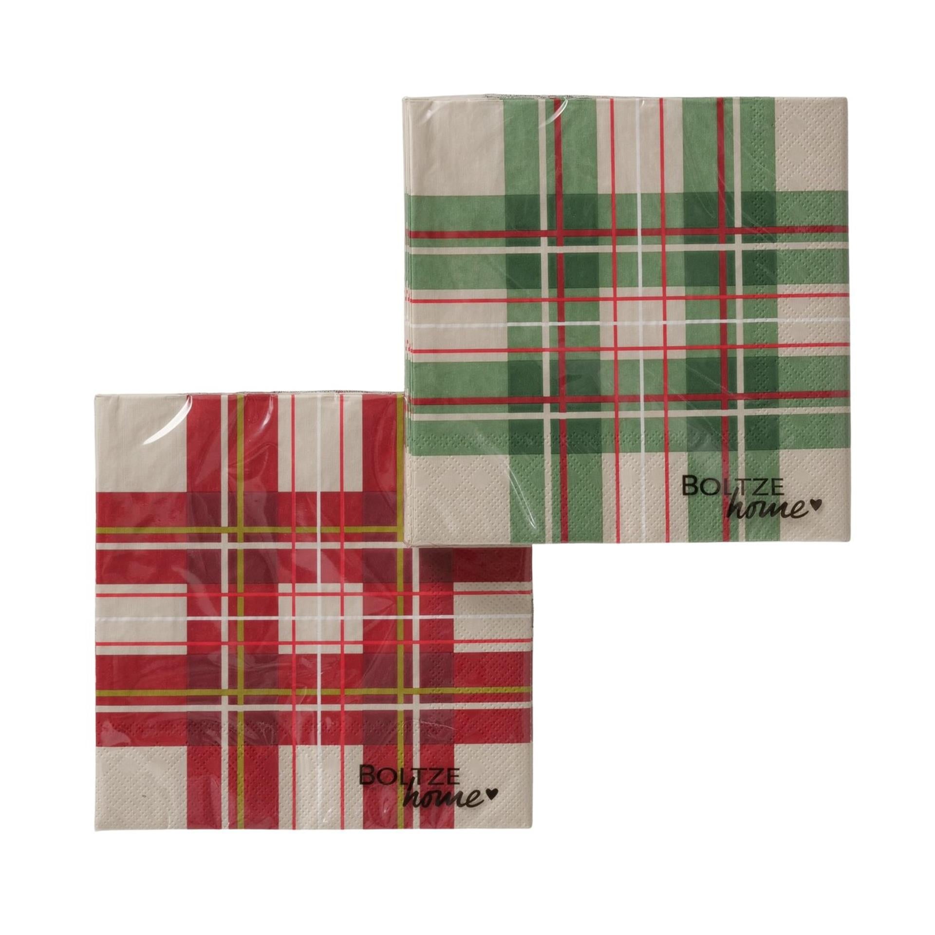 Serviettes Boltze Home à carreaux, paquet de 20
