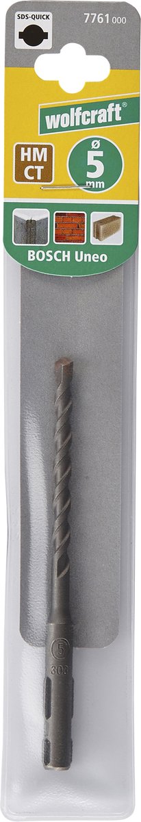 Wolfcraft - foret à béton 5 mm - sds quick - carbure pour percer dans le béton - 100 mm de long - 7761000