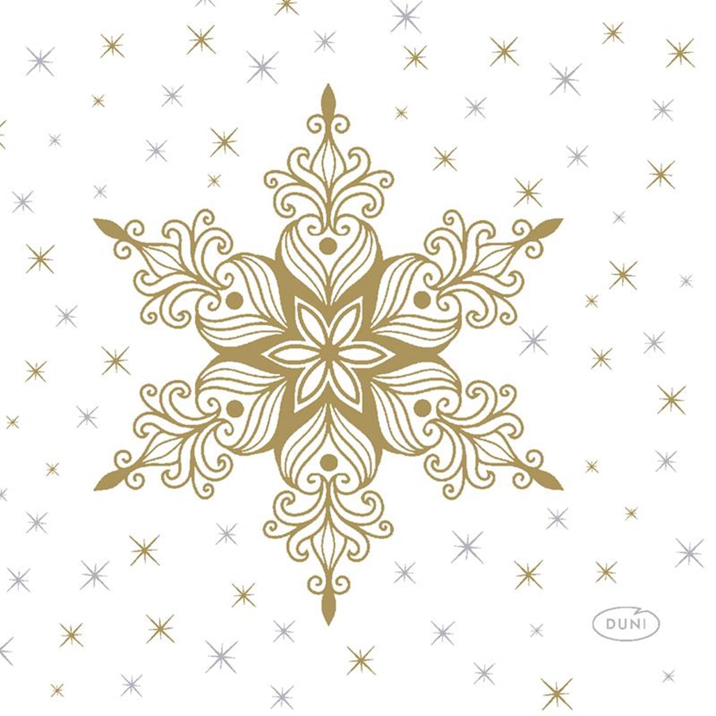 Serviettes Duni étoiles de neige blanc 24 x 24 cm | 12 pièces