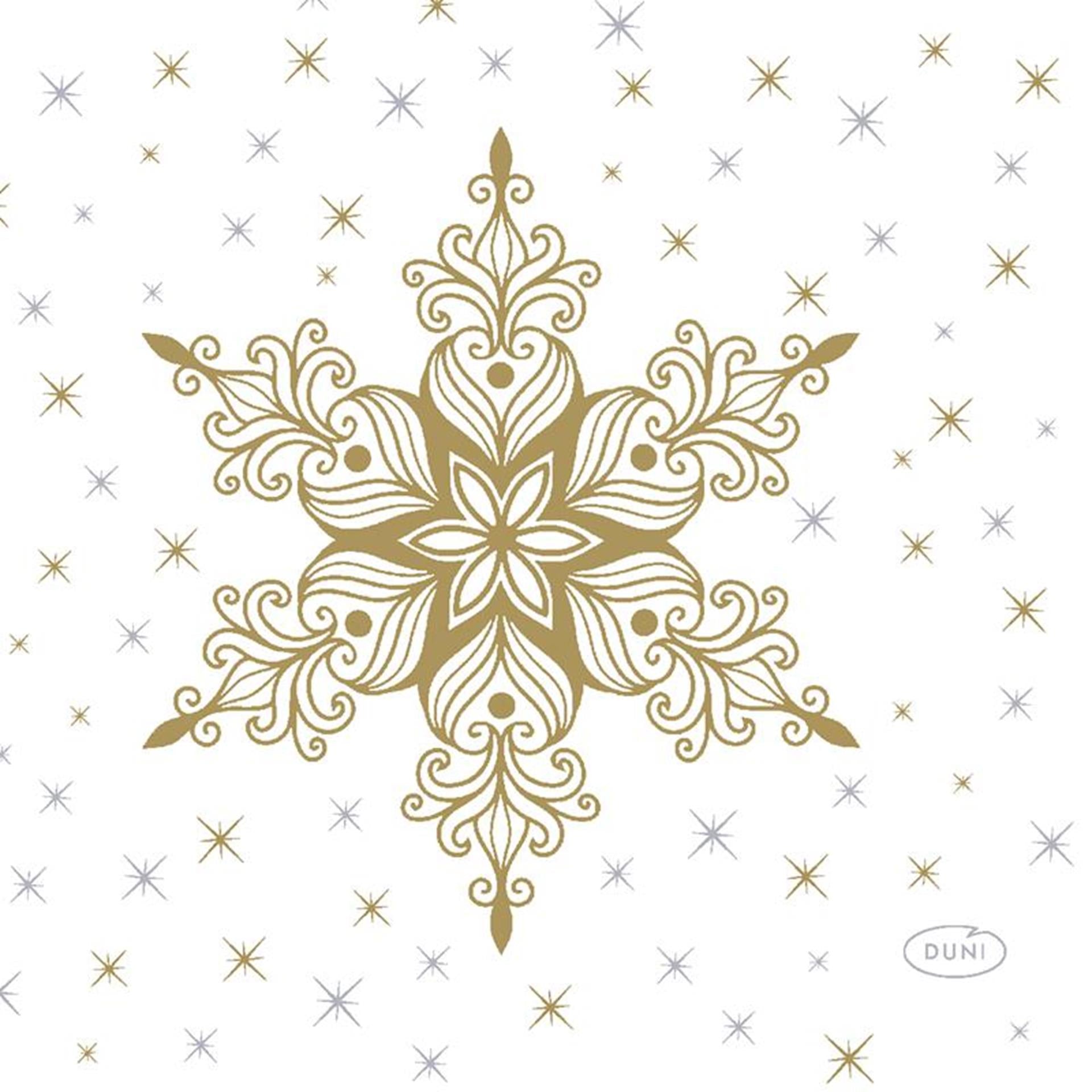 Serviettes Duni étoiles de neige blanc 24 x 24 cm | 12 pièces