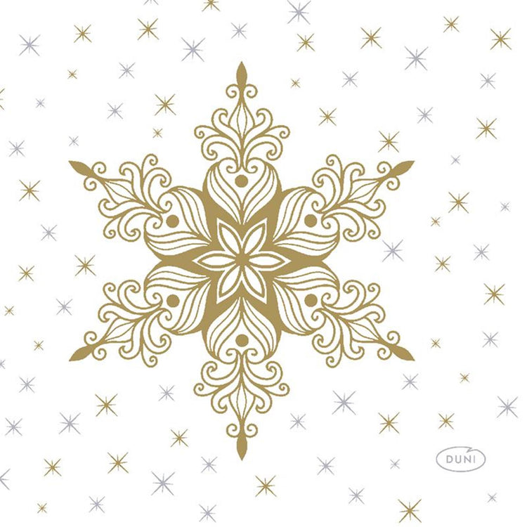 Serviettes Duni étoiles de neige blanc 24 x 24 cm | 12 pièces