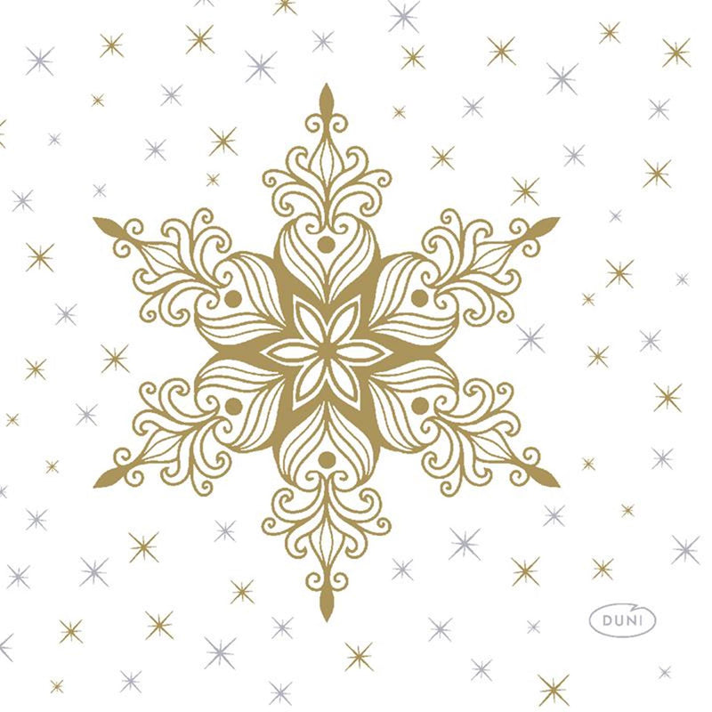 Serviettes Duni étoiles de neige blanc 24 x 24 cm | 12 pièces