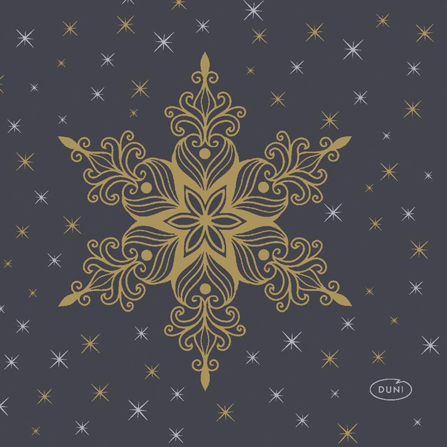 Serviettes Duni étoiles de neige noires 24 x 24 cm | 12 pièces