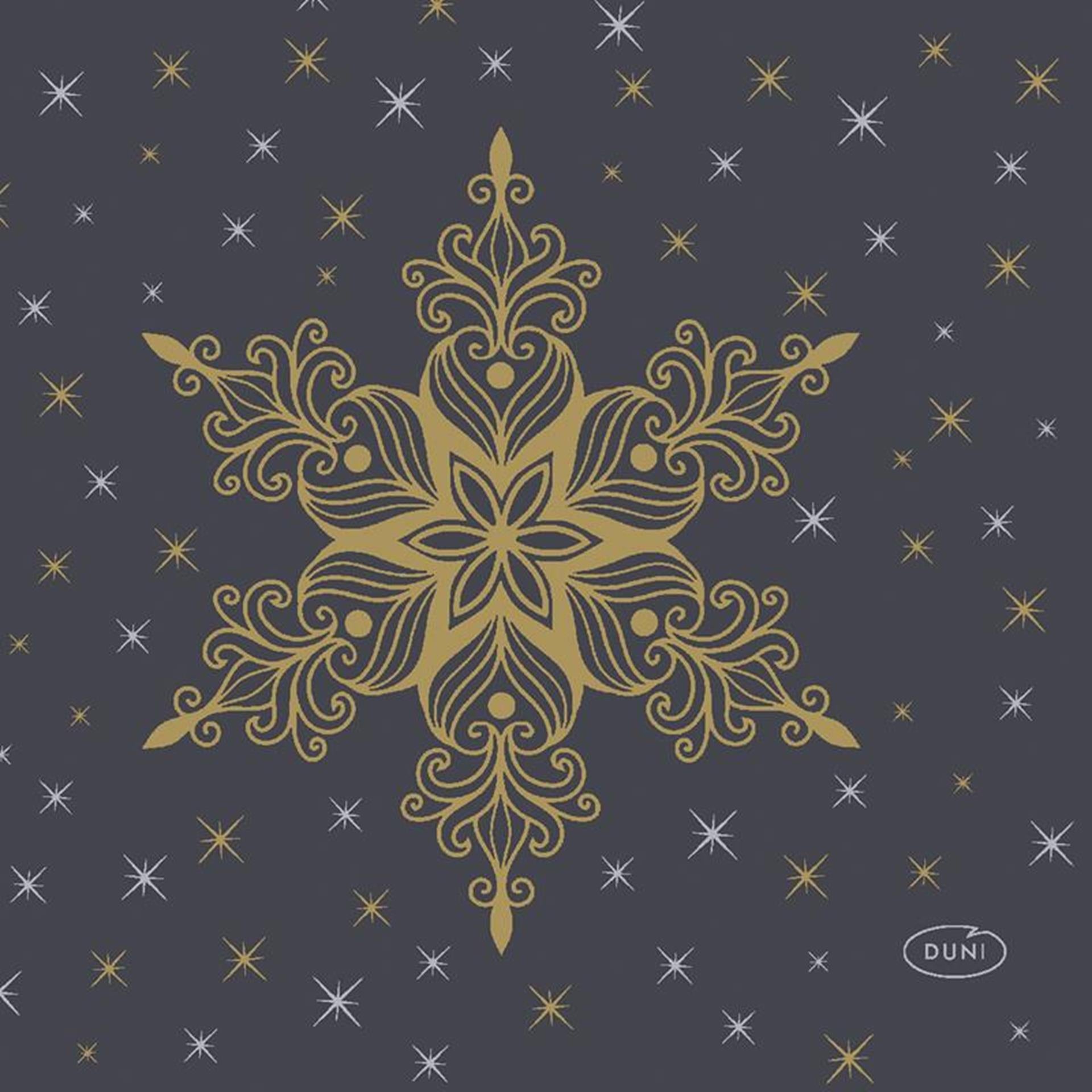 Serviettes Duni étoiles de neige noires 24 x 24 cm | 12 pièces
