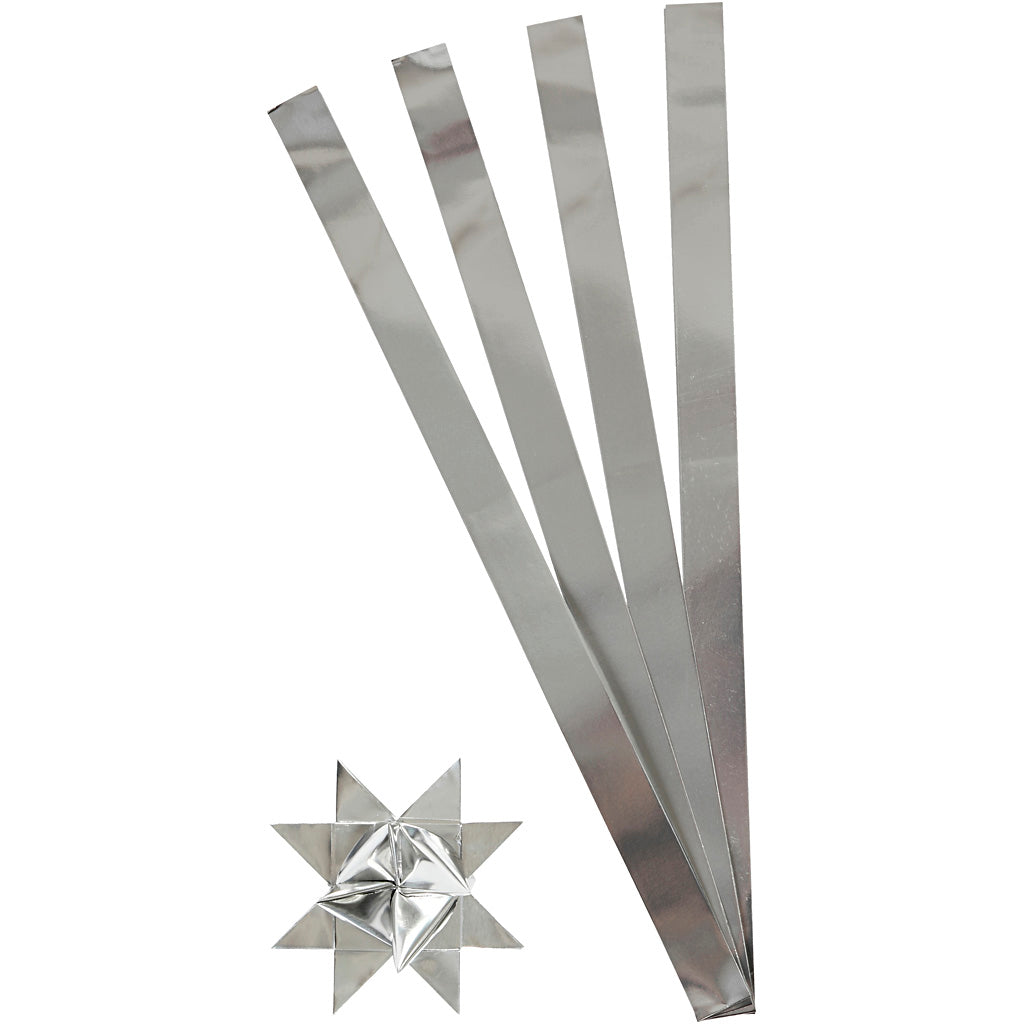 Creativ company bandes de tressage, l: 73 cm, d 11,5 cm, l: 25 mm, argent, 100 bandes 1 boîte